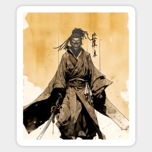 Yasuke Black Samurai in 1579 Feudal Japan No. 9 on a Dark Background Sticker